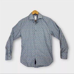 Robert Graham Stretch Single Needle Tailoring Slim Shirt 15.5 M Blue Color Woven